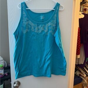 Lane Bryant Turquoise Embellished Tank Top size 26/28